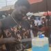 Surprised birthday: side chick meets main girl.