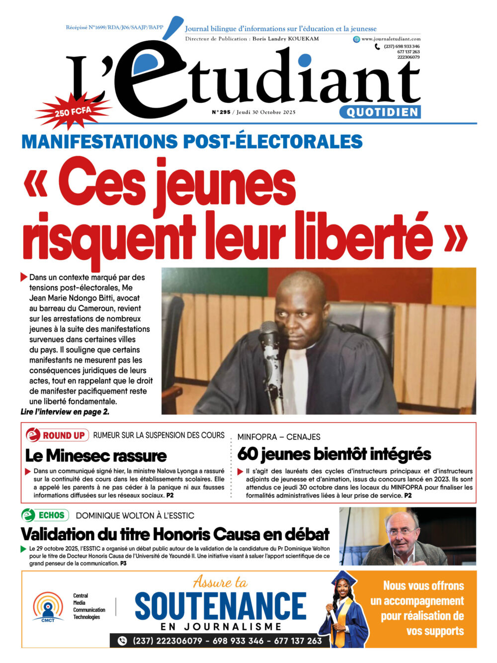 L'ETUDIANT N°295 du Jeudi 30 Octobre 2025