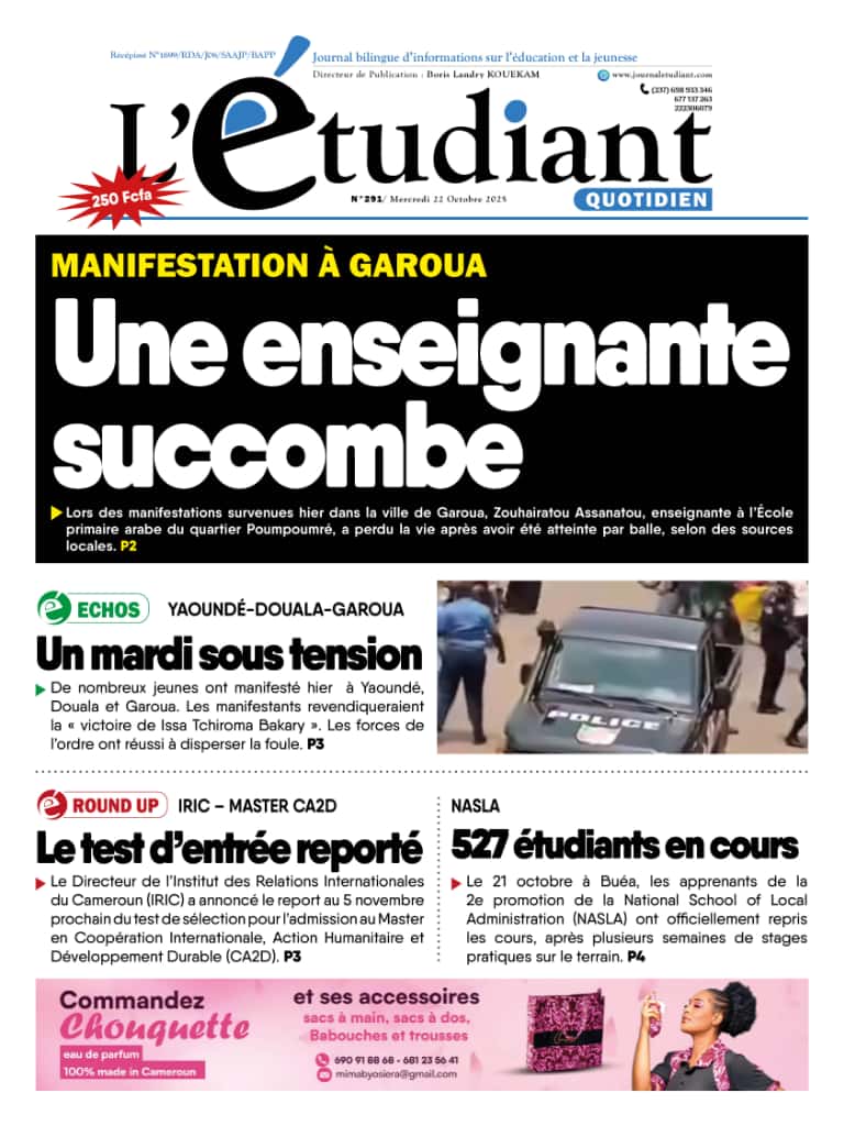 L'ETUDIANT N°291 du Mercredi 22 Octobre 2025