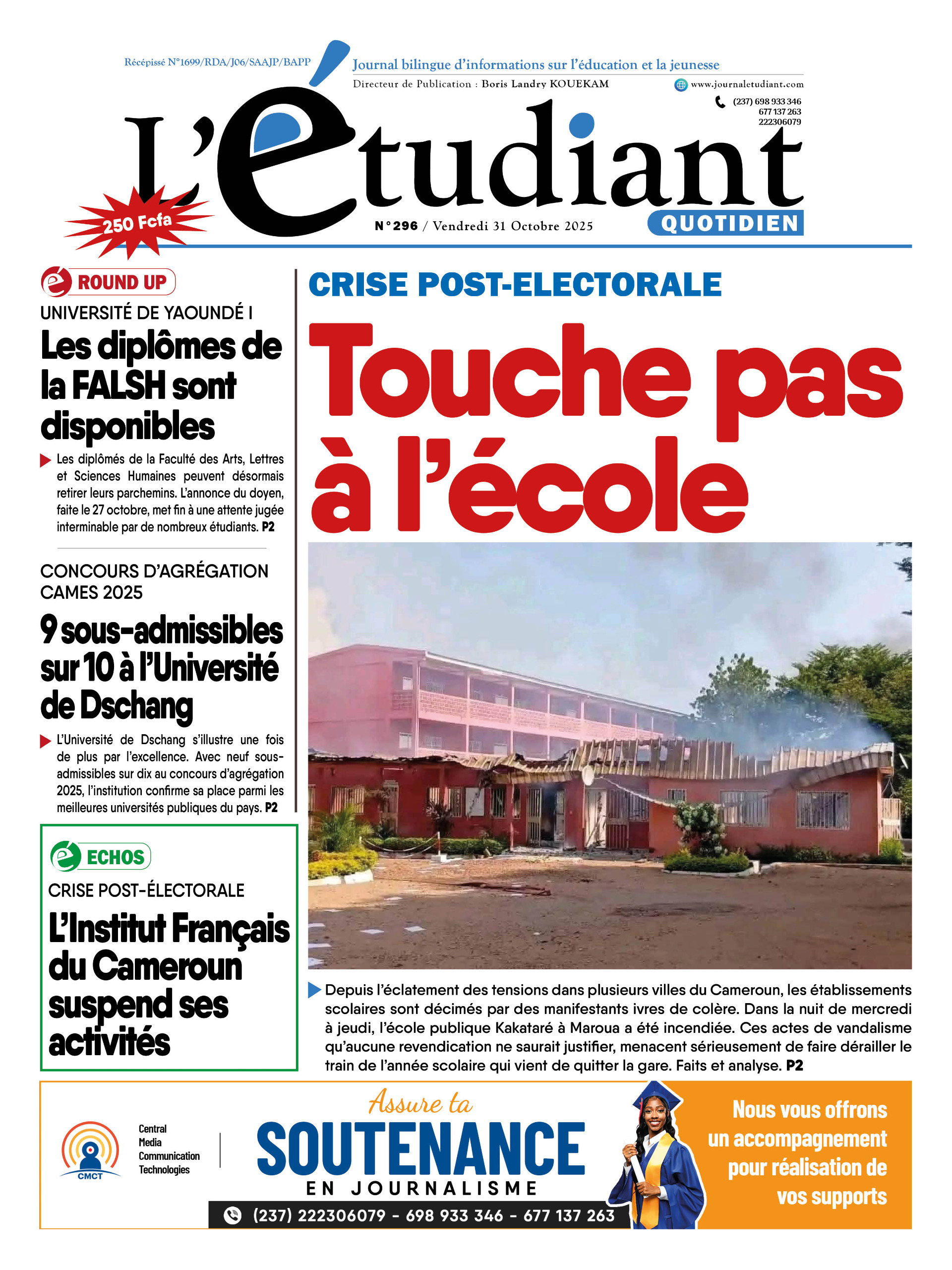 L'ETUDIANT N°296 du Vendredi 31 Octobre 2025
